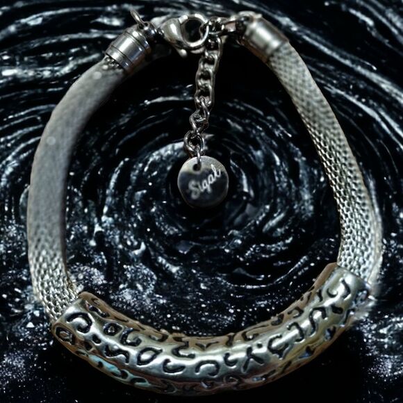 BRACELET by SEGA Leopard ENGRAVED MESH adjustable 7-8" - Picture 9 of 12